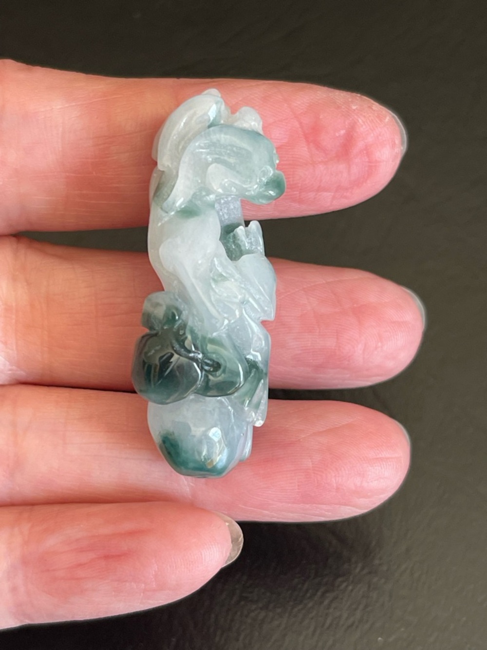 Vintage Carved Jadeite jade Pendant .